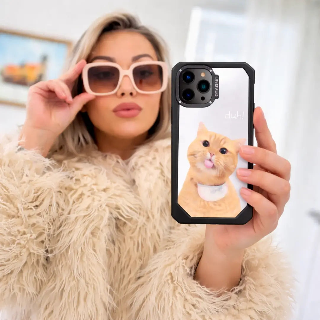 cute duh cat shockproof clear case