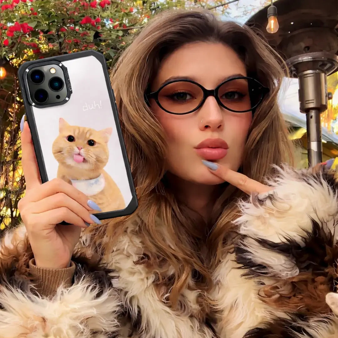 cute duh cat shockproof clear case