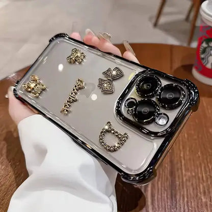 Dazzling Rhinestone Bear Transparent Phone Cover For iPhone 15 Pro Max