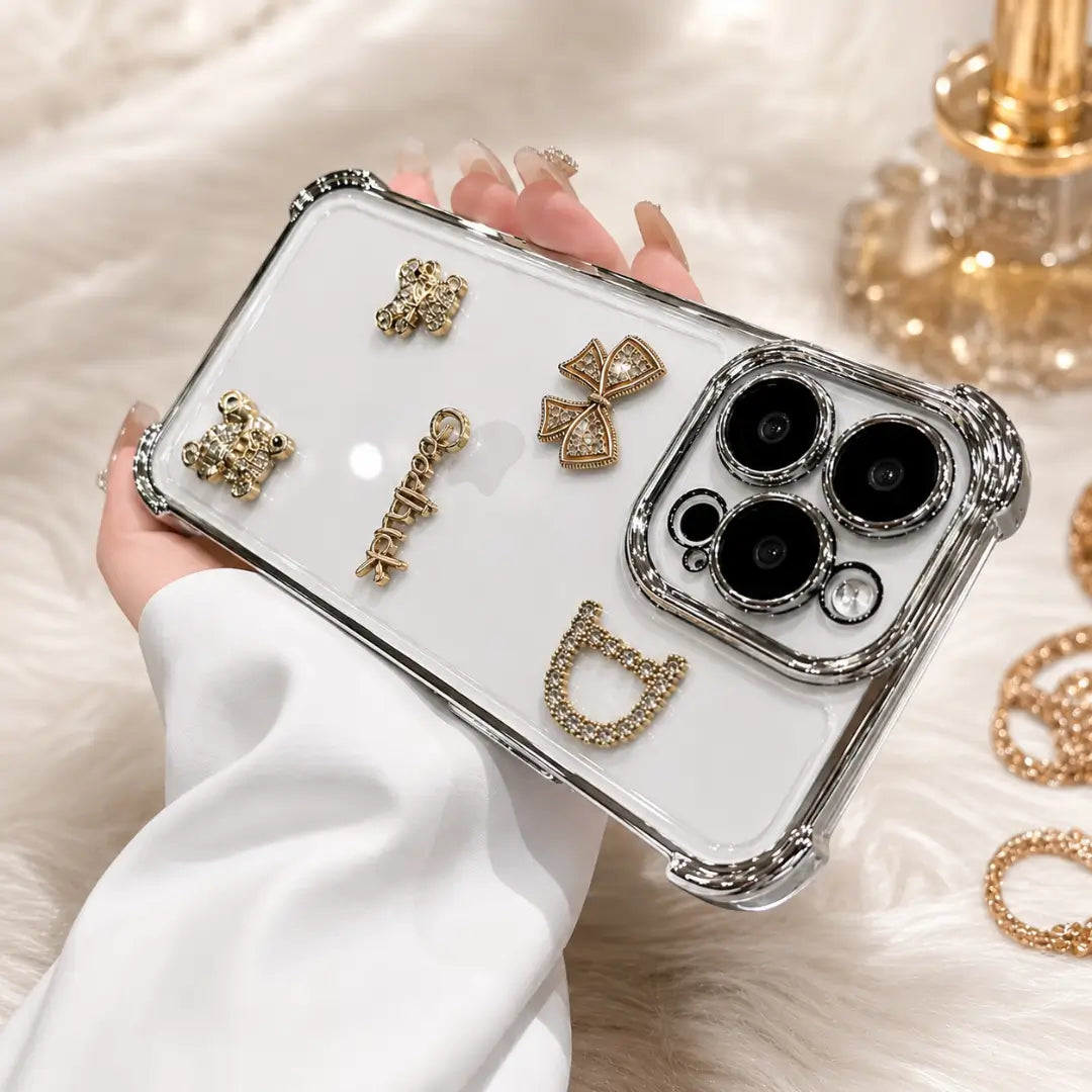 dazzling rhinestone bear transparent mobile cover