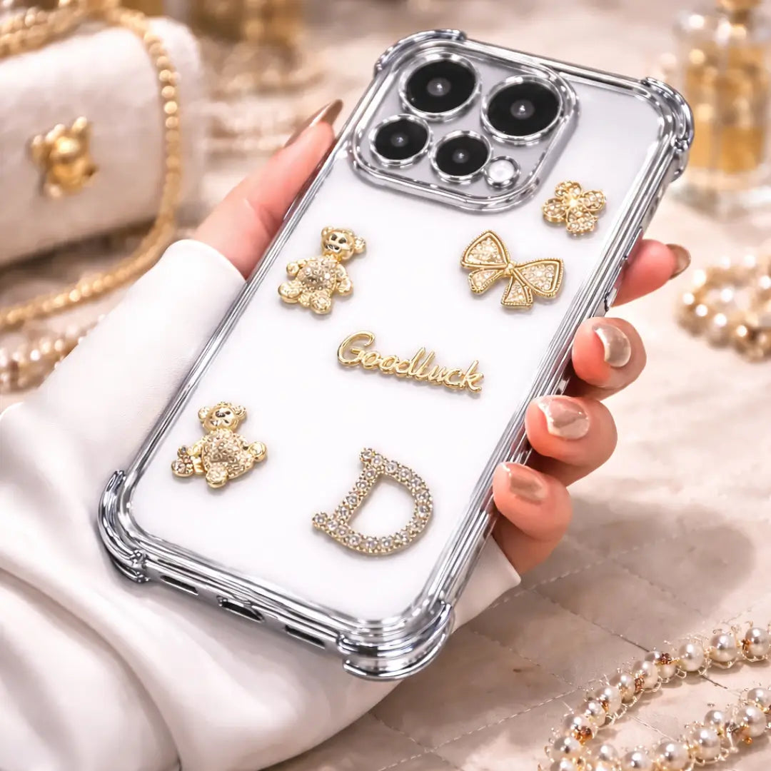 dazzling rhinestone bear transparent mobile cover