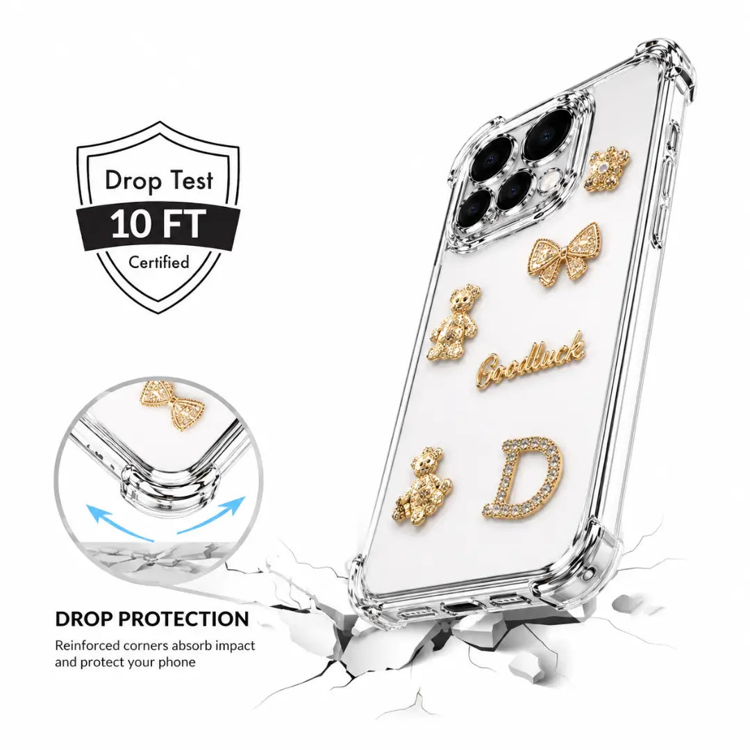 dazzling rhinestone bear transparent mobile cover