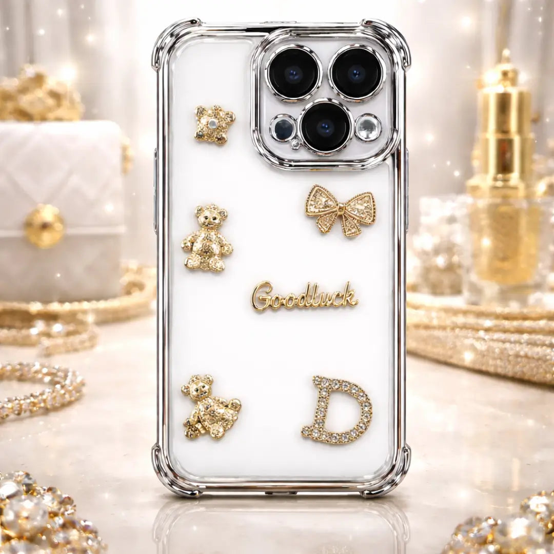dazzling rhinestone bear transparent mobile cover