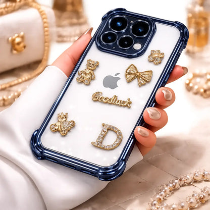 Dazzling Rhinestone Bear Mid Night Blue Transparent Mobile Cover