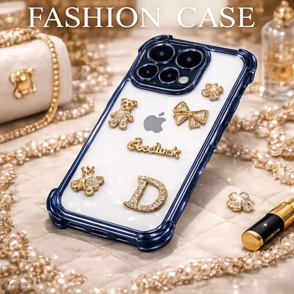 Dazzling Rhinestone Bear Mid Night Blue Transparent Mobile Cover