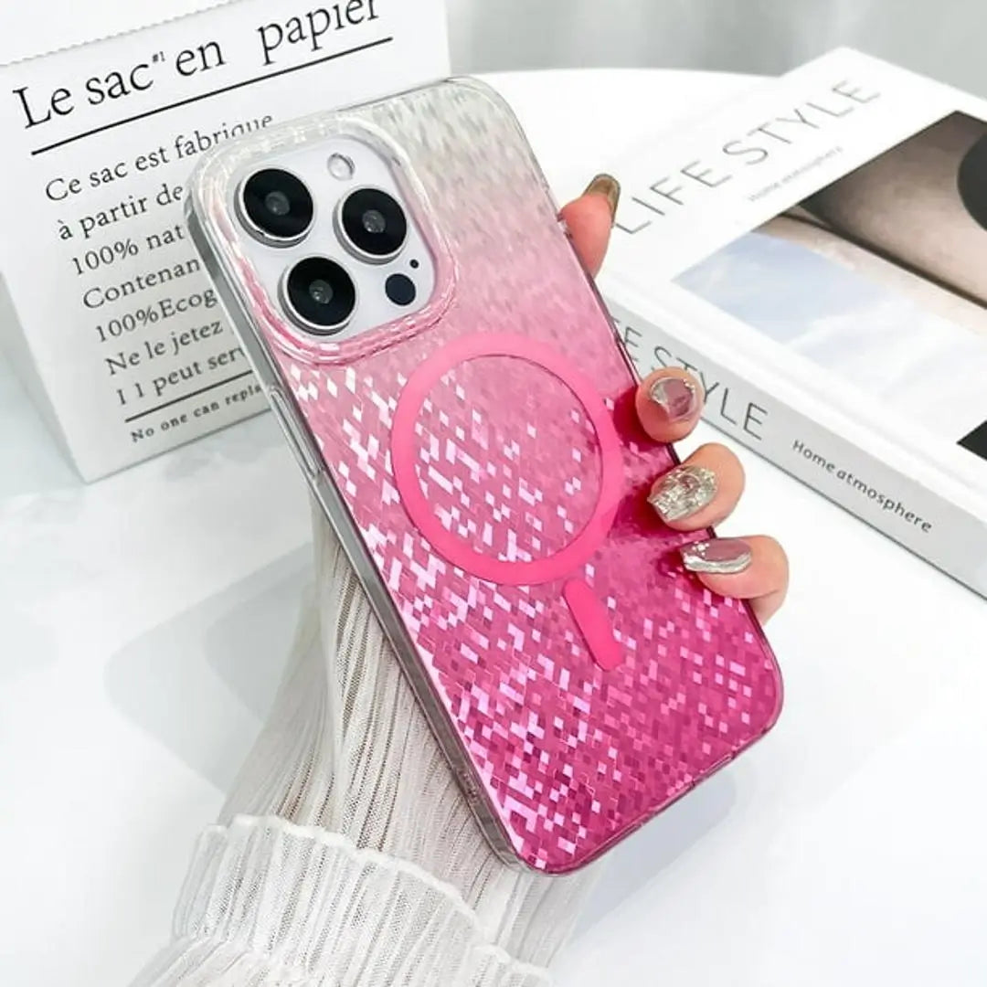 gradient bling pink glitter magsafe case