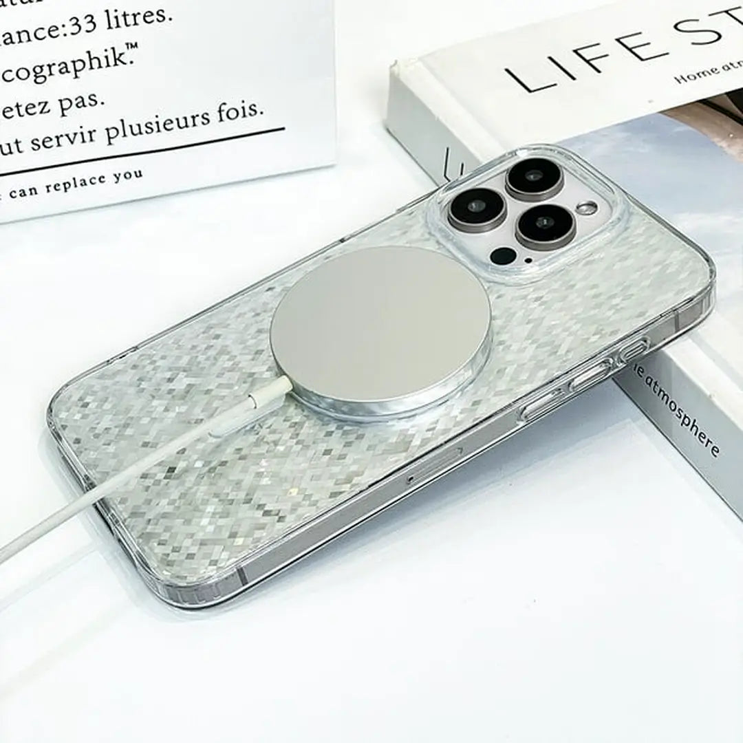 gradient bling silver glitter magsafe case