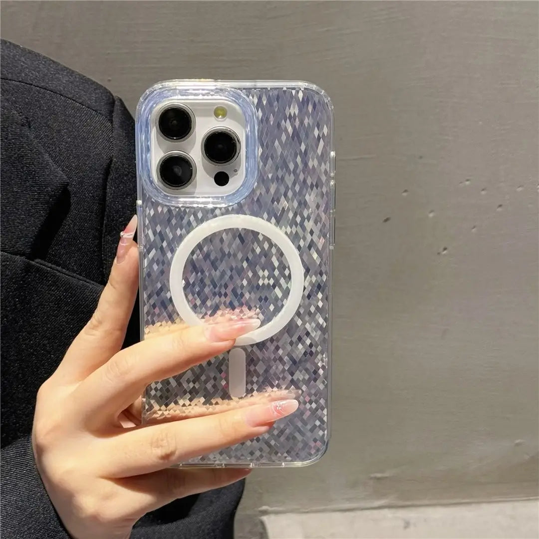 gradient bling silver glitter magsafe case
