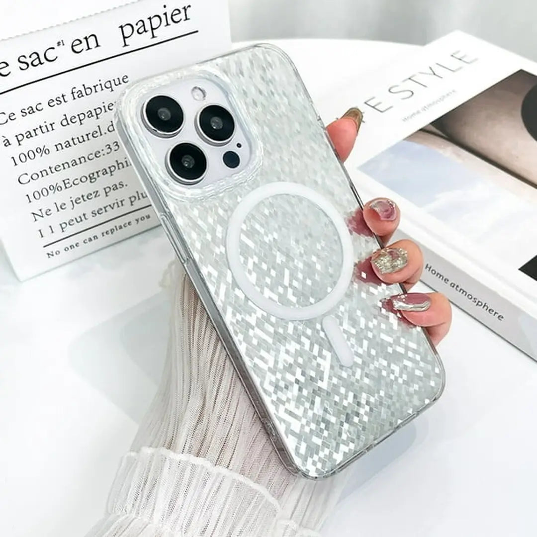 gradient bling silver glitter magsafe case