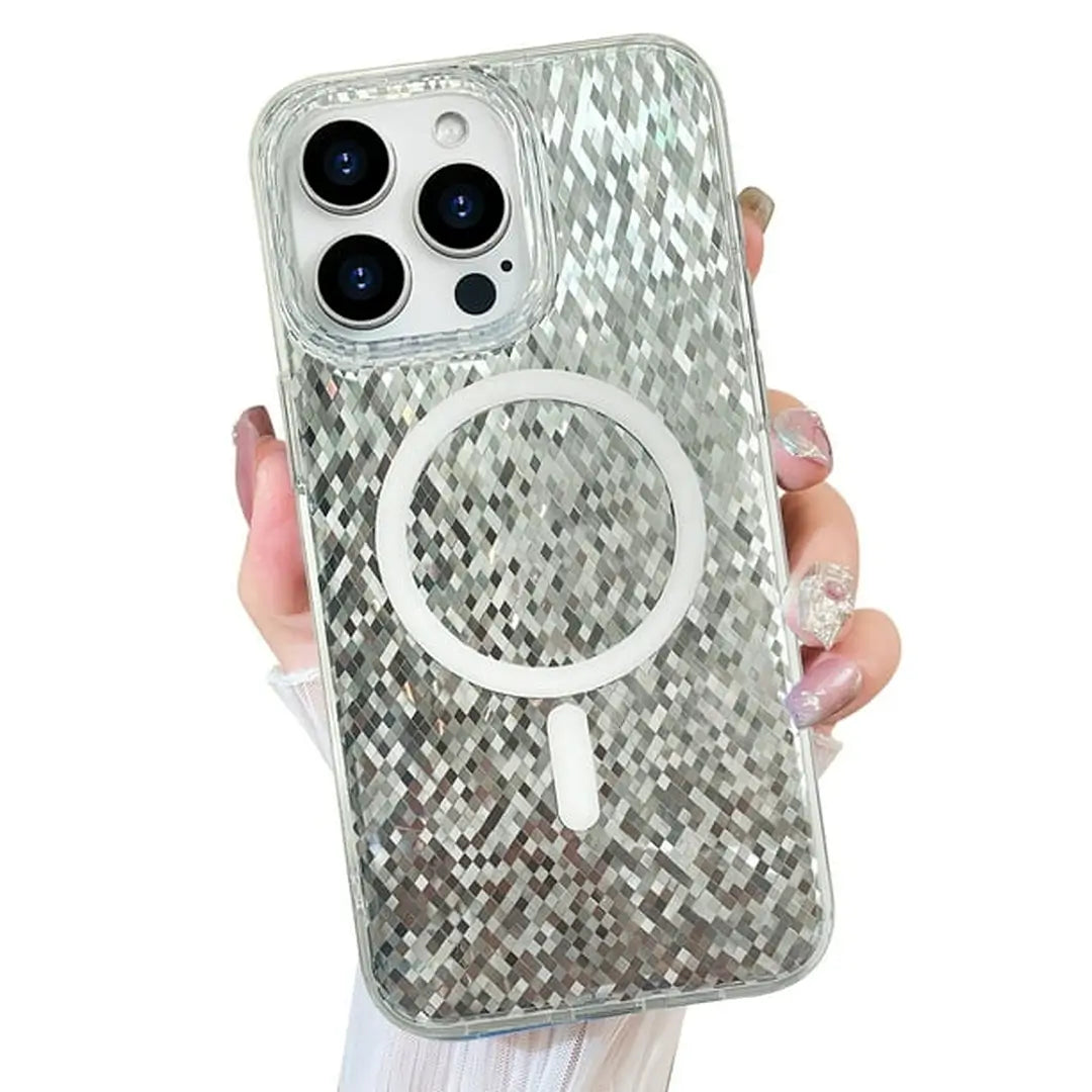 gradient bling silver glitter magsafe case