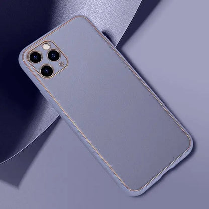 iPhone 13 Pro Max Luxury Leather Plating With Camera Protection Case