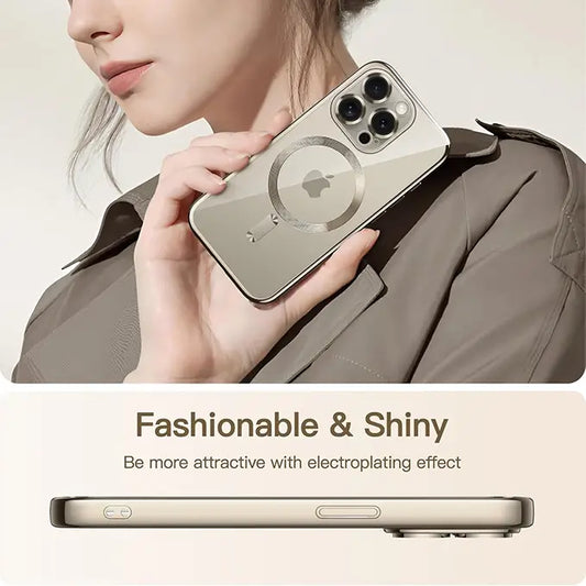 iPhone 16 Pro Max Luxury MagSafe Transparent Phone Cover with Camera Lens Protection