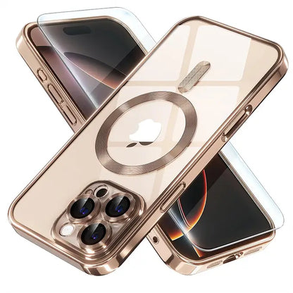 iPhone 16 Pro Max Luxury MagSafe Transparent Phone Cover with Camera Lens Protection