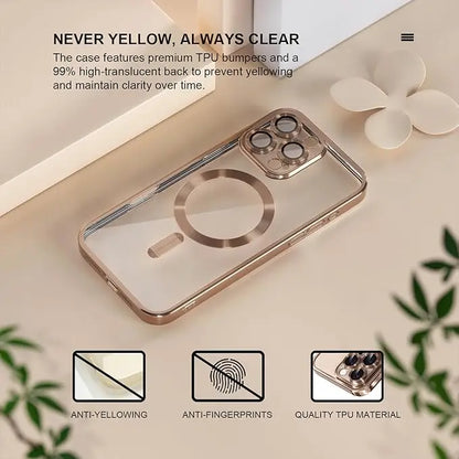 iPhone 16 Pro Max Luxury MagSafe Transparent Phone Cover with Camera Lens Protection