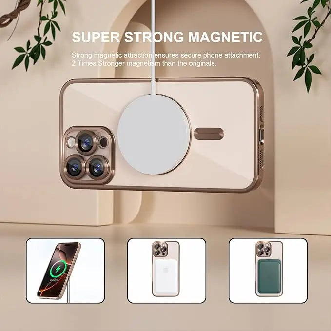 iphone 16 pro max luxury magsafe transparent phone cover with camera lens protection