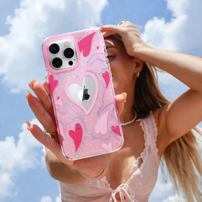 Pink Heart Crystal Case For iPhone 14 Pro Max