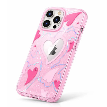Pink Heart Crystal Case For iPhone 14 Pro Max