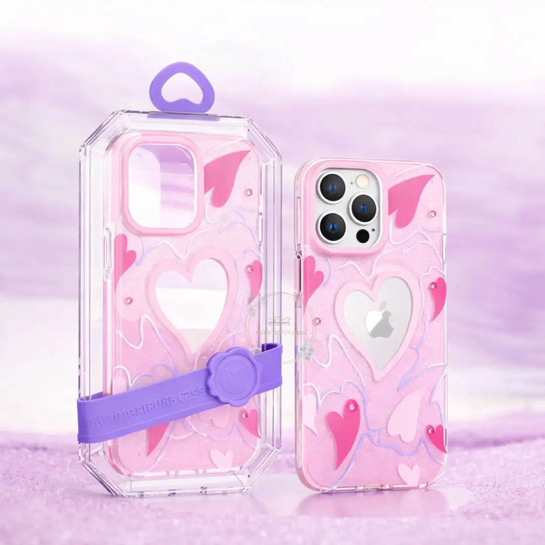 pink heart crystal case for iphone 14 pro max