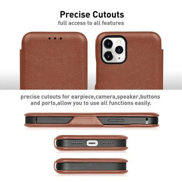iphone 13 pro max puloka® card holder leather flip wallet mobile case