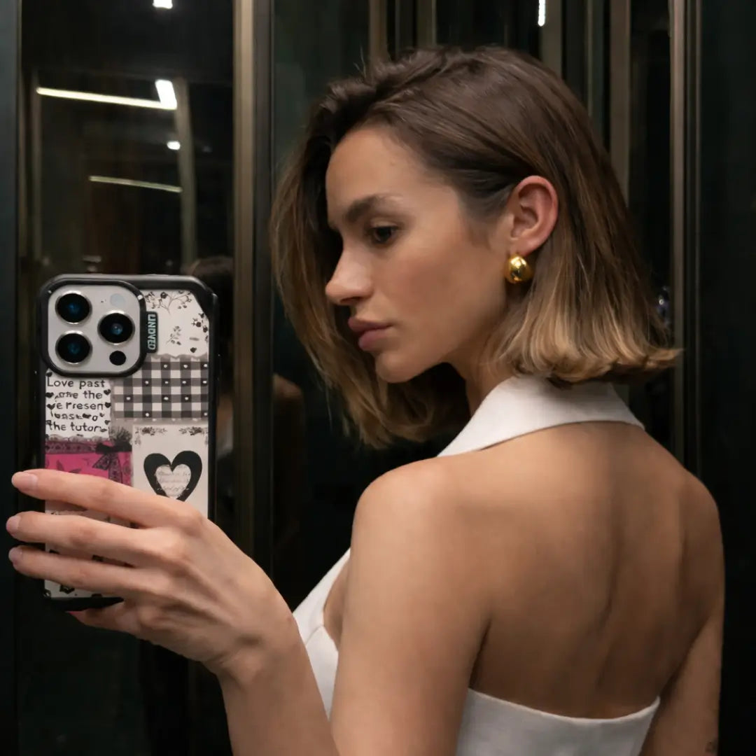 retro love patchwork case