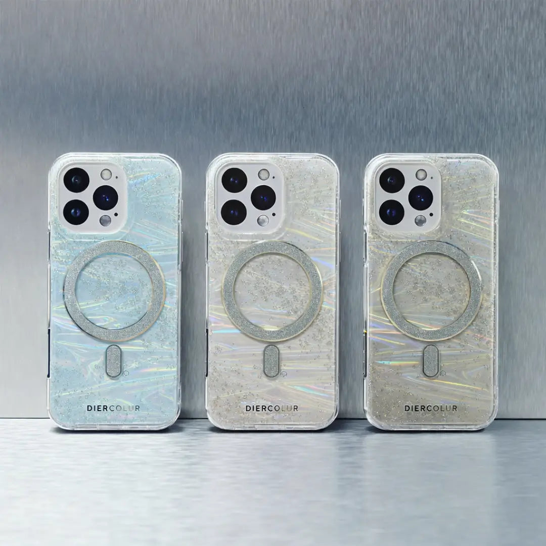 shimmer luxe magsafe case with hand strap for iphone 15 pro