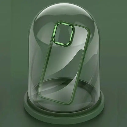 iPhone 14 Pro Max Luxury Metal Camera Protection Shockproof Armor Clear Case – Green