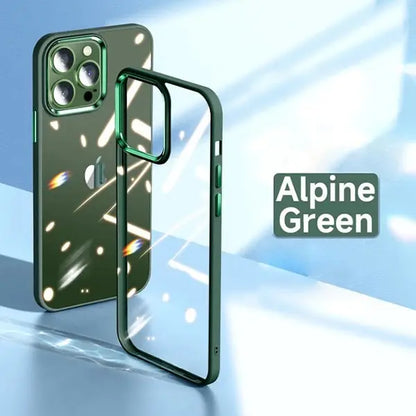 iPhone 14 Pro Max Luxury Metal Camera Protection Shockproof Armor Clear Case – Green