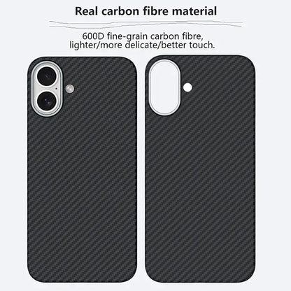 iPhone 16 Series Ultra-Slim Soft Carbon Fiber MagSafe Case with Metal Frame Camera Protection