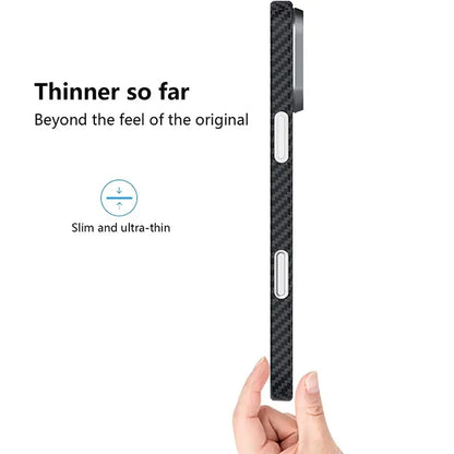iPhone 16 Series Ultra-Slim Soft Carbon Fiber MagSafe Case with Metal Frame Camera Protection