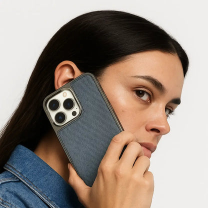 Luxury Denim Metal Finish With Camera Protection Case