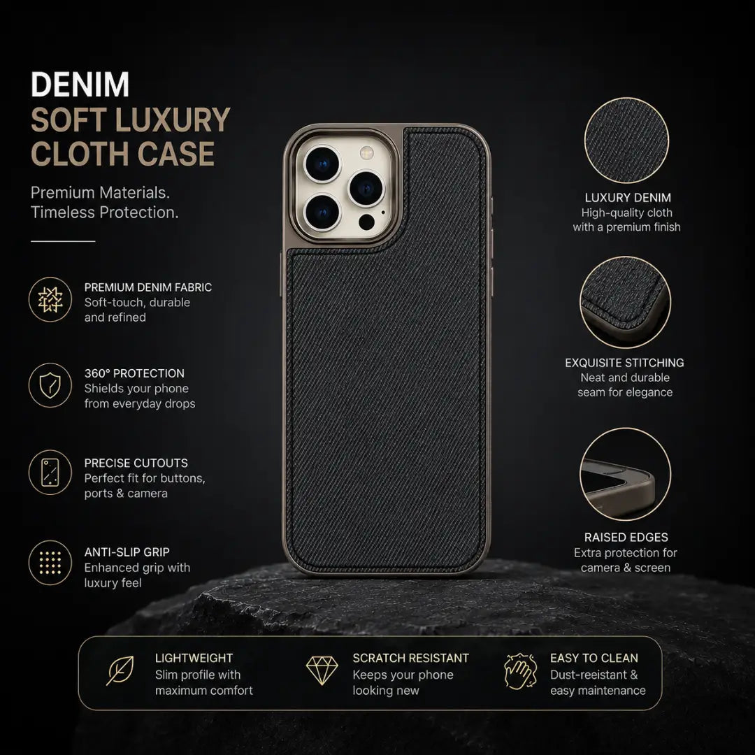 luxury denim metal finish with camera protection case