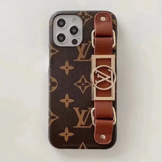 iPhone 14 Plus Fashion Brand Leather Strap Back Case