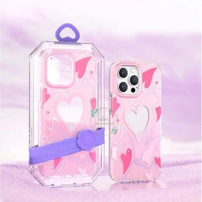 iPhone 14 Pro Max Pink Heart Star Crystal Clear Case