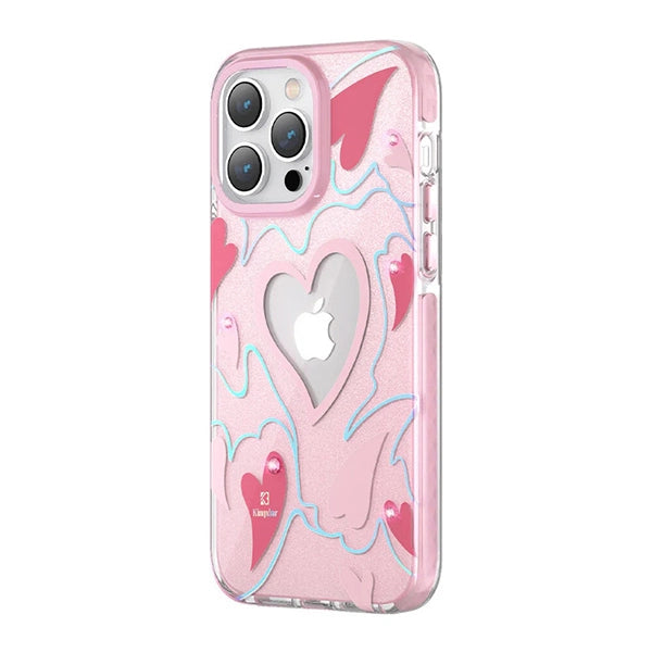 iphone 14 pro max pink heart star crystal clear case