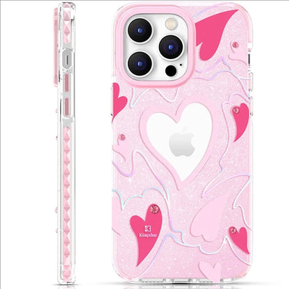 iPhone 14 Pro Max Pink Heart Star Crystal Clear Case