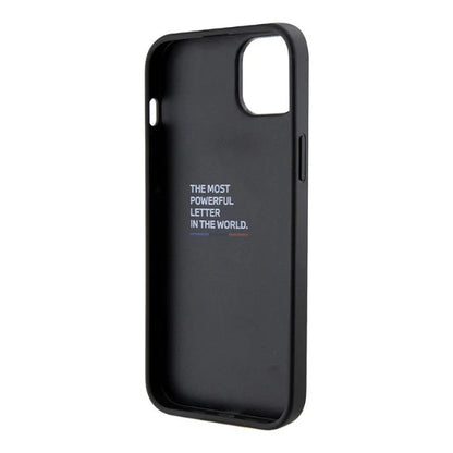 iPhone 15 Pro Max BMW Black Leather Case with Grip Stand